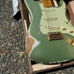 1962 Fender Masterbuilt Custom Shop Poblano Stratocaster Relic Aged Sage Green Metallic David Brown Maple Cap
